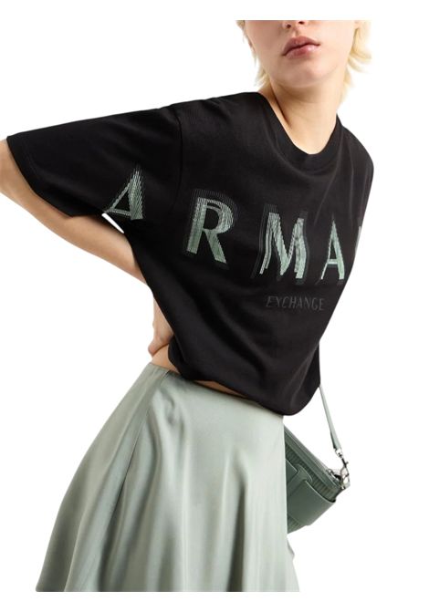 Cropped T-shirt with optical effect logo ARMANI EXCHANGE | T-shirt | XW000520 AF10359UC001